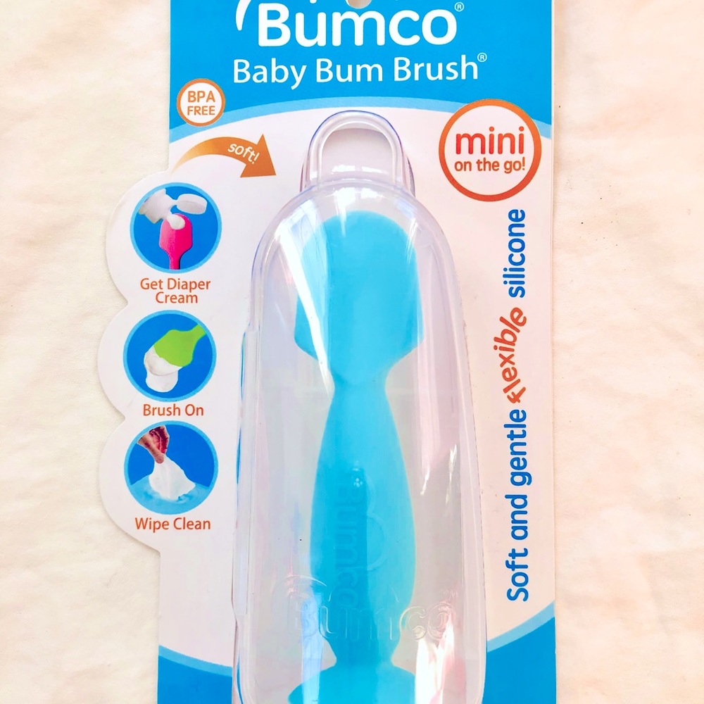 NEW Bumco Baby Bum Brush Cream Applicator, Mini with Travel Case, Blue